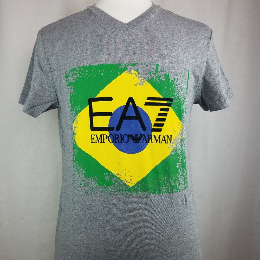 NWT Armani EA7 Brazil Flag Short Sleeve Men's T